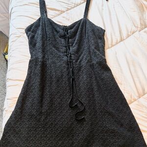 Black Front Lace-Up Dress
